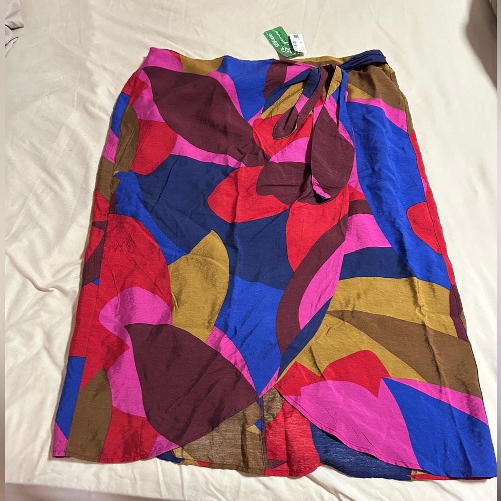 Reitmans Colorblock Midi Skirt in Blue, Pink, Red, Brown